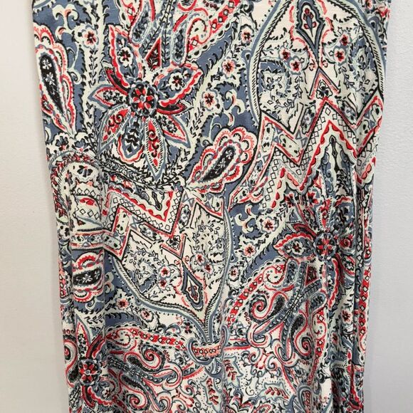T by Talbots | Women’s Red/White/Blue Paisley Print Sleeveless Dress Sundress M - Picture 5 of 13